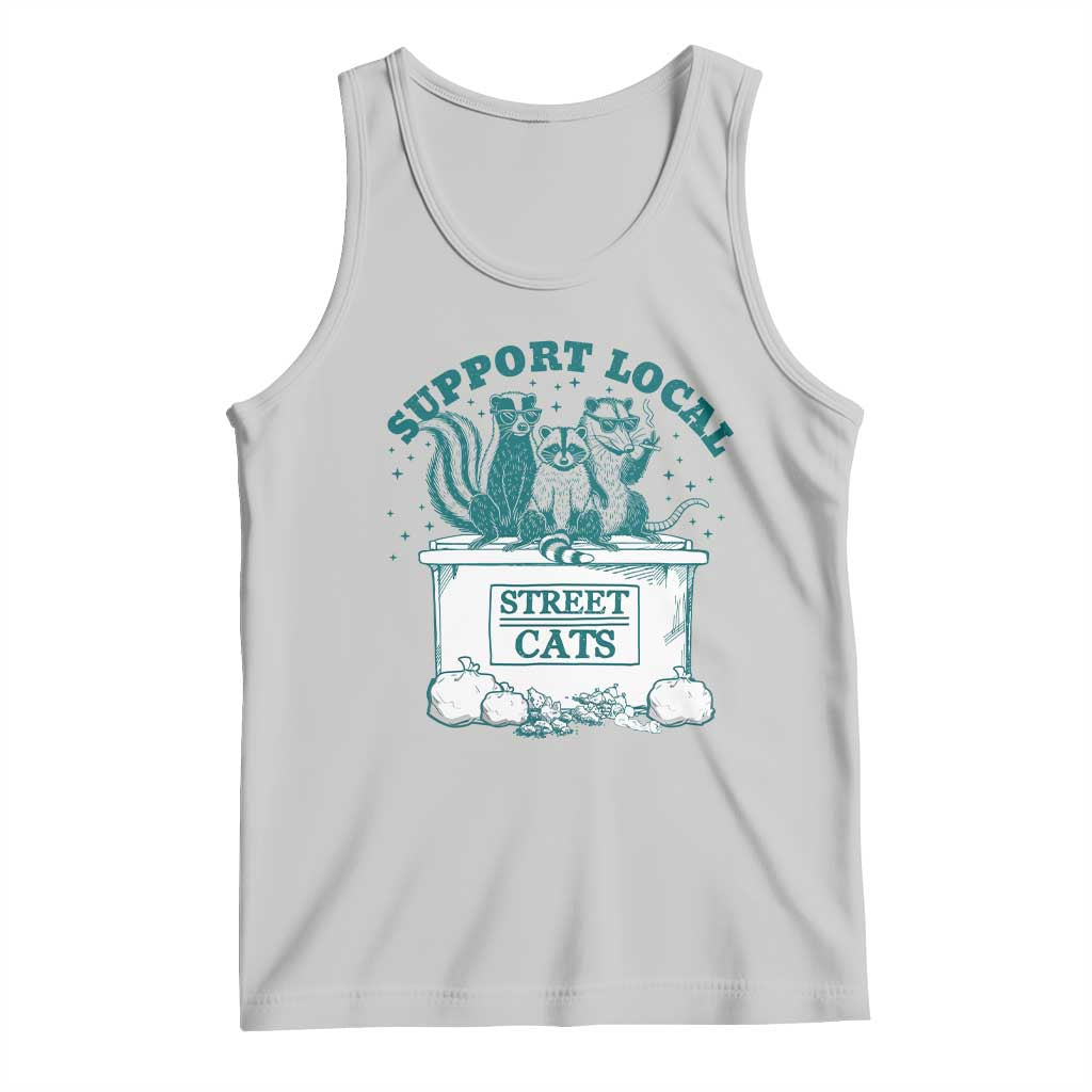 Funny Support Local Street Cat Tank Top Raccoon Opossum Skunk Garbage Crew TS09 Ash Print Your Wear