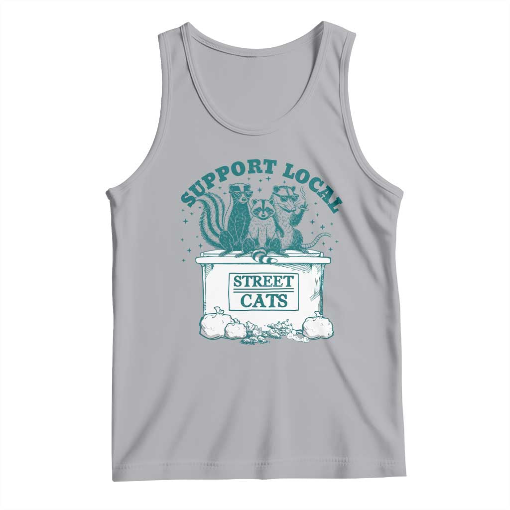 Funny Support Local Street Cat Tank Top Raccoon Opossum Skunk Garbage Crew TS09 Athletic Heather Print Your Wear