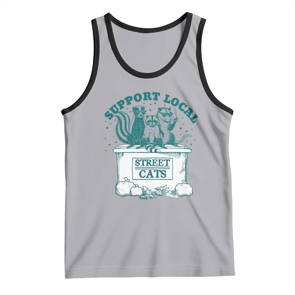 Funny Support Local Street Cat Tank Top Raccoon Opossum Skunk Garbage Crew TS09 Athletic Heather Black Print Your Wear