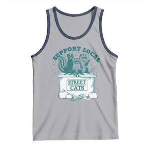 Funny Support Local Street Cat Tank Top Raccoon Opossum Skunk Garbage Crew TS09 Athletic Heather Navy Print Your Wear