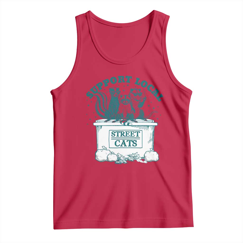 Funny Support Local Street Cat Tank Top Raccoon Opossum Skunk Garbage Crew TS09 Red Print Your Wear