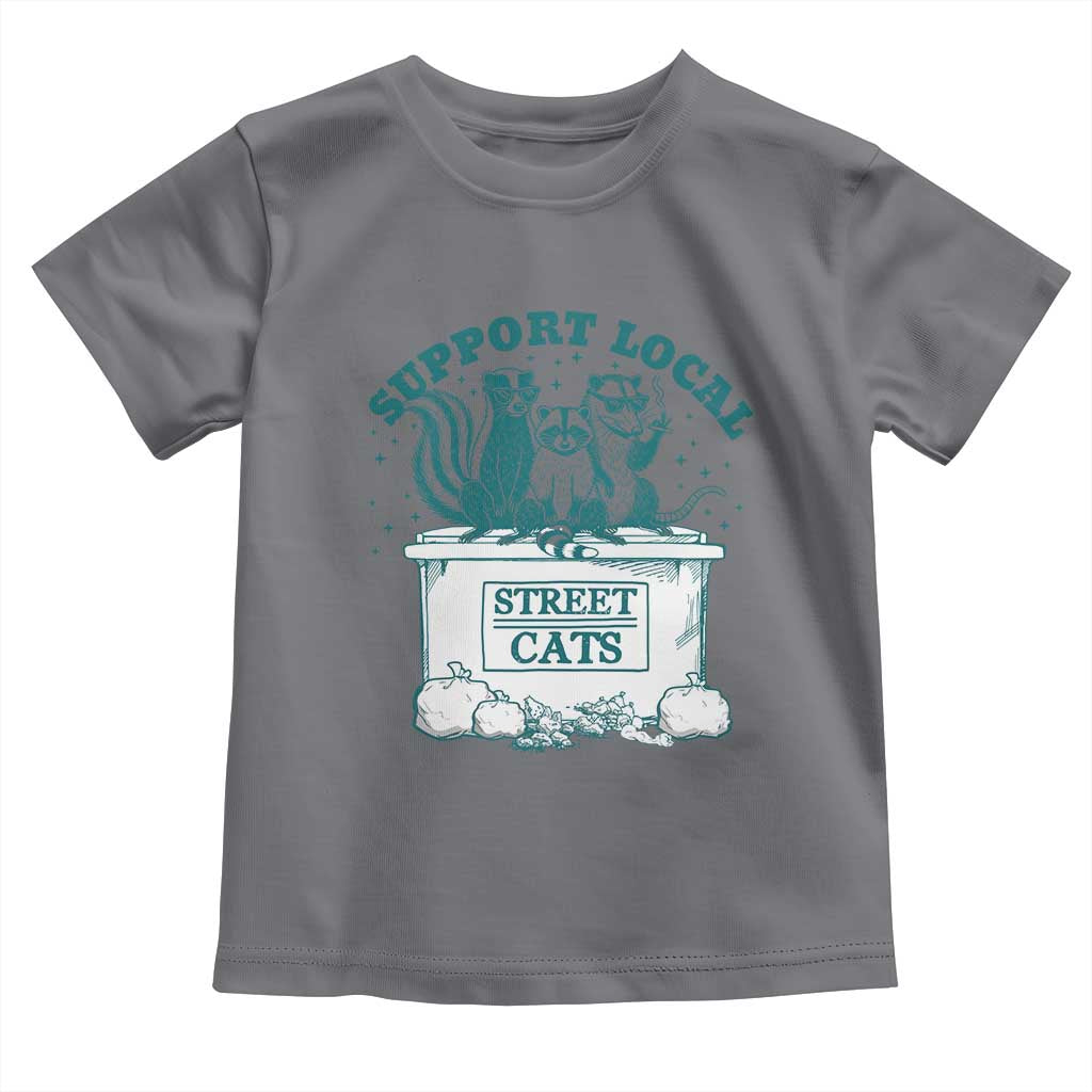 Funny Support Local Street Cat Toddler T Shirt Raccoon Opossum Skunk Garbage Crew TS09 Charcoal Print Your Wear