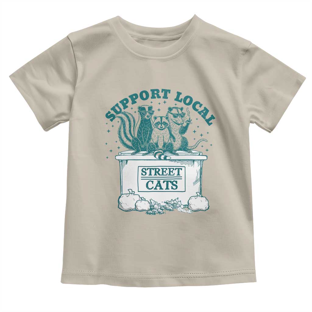 Funny Support Local Street Cat Toddler T Shirt Raccoon Opossum Skunk Garbage Crew TS09 Sand Print Your Wear