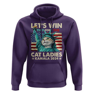 Funny Let's Win This For The Cat Ladies Kamala 2024 Hoodie Childless Cat Lady Harris Statue of Liberty TS09 Purple Print Your Wear