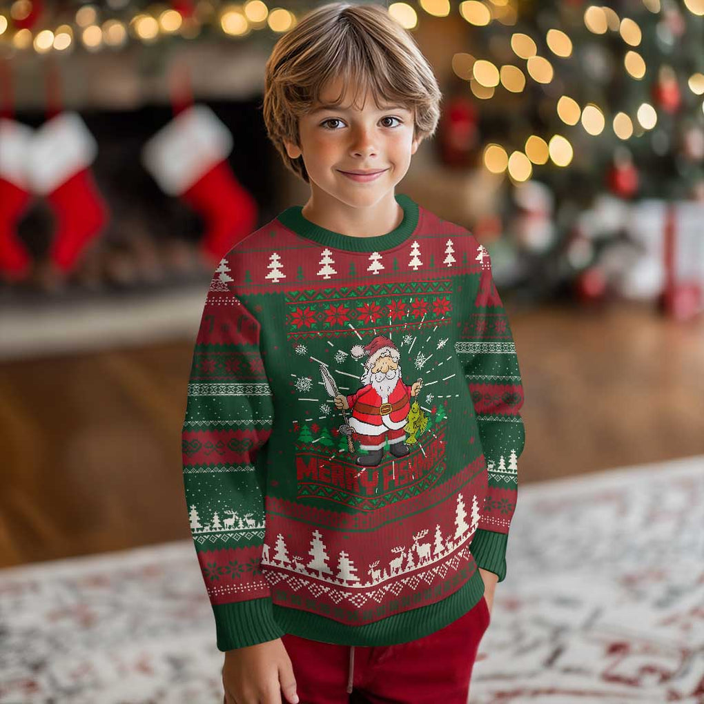 Merry Fishmas Santa Fishing Xmas Fish Fisherman Ugly Christmas Sweater TS09 Christmas Print Your Wear