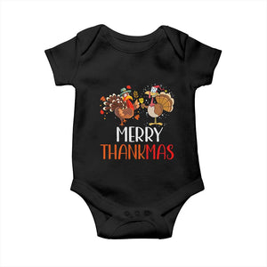Merry Thankmas Baby Onesie Santa Turkey Costume Thanksgiving Christmas TS09 Black Print Your Wear