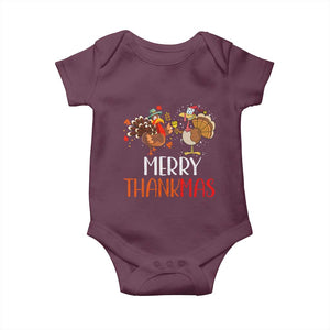 Merry Thankmas Baby Onesie Santa Turkey Costume Thanksgiving Christmas TS09 Maroon Print Your Wear