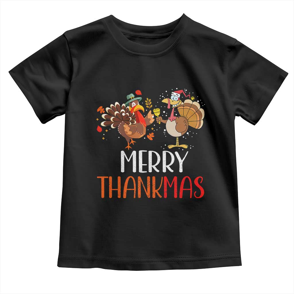 Merry Thankmas Baby Shirt Santa Turkey Costume Thanksgiving Christmas TS09 Black Print Your Wear