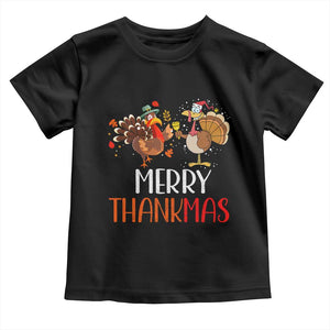 Merry Thankmas Baby Shirt Santa Turkey Costume Thanksgiving Christmas TS09 Black Print Your Wear