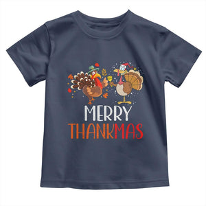 Merry Thankmas Baby Shirt Santa Turkey Costume Thanksgiving Christmas TS09 Navy Print Your Wear