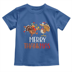 Merry Thankmas Baby Shirt Santa Turkey Costume Thanksgiving Christmas TS09 Royal Blue Print Your Wear