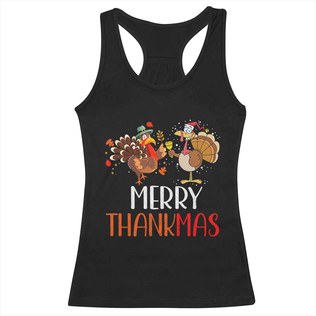 Merry Thankmas Racerback Tank Top Santa Turkey Costume Thanksgiving Christmas TS09 Black Print Your Wear