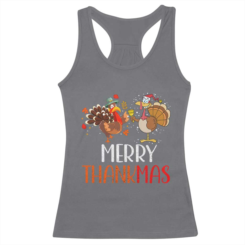 Merry Thankmas Racerback Tank Top Santa Turkey Costume Thanksgiving Christmas TS09 Charcoal Print Your Wear