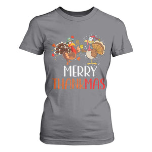 Merry Thankmas T Shirt For Women Santa Turkey Costume Thanksgiving Christmas TS09 Charcoal Print Your Wear