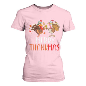 Merry Thankmas T Shirt For Women Santa Turkey Costume Thanksgiving Christmas TS09 Light Pink Print Your Wear