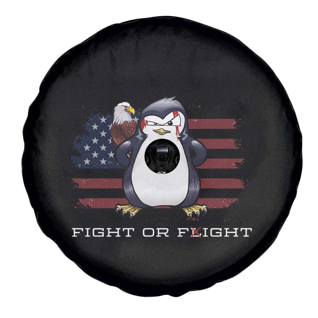Fight or Flight Meme Cool Penguin Pun Patriotic US Flag Spare Tire Cover TS09 Print Your Wear