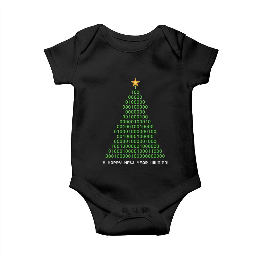 Funny Binary Christmas Tree Baby Onesie HAPPY NEW YEAR 11111101001 TS09 Black Print Your Wear
