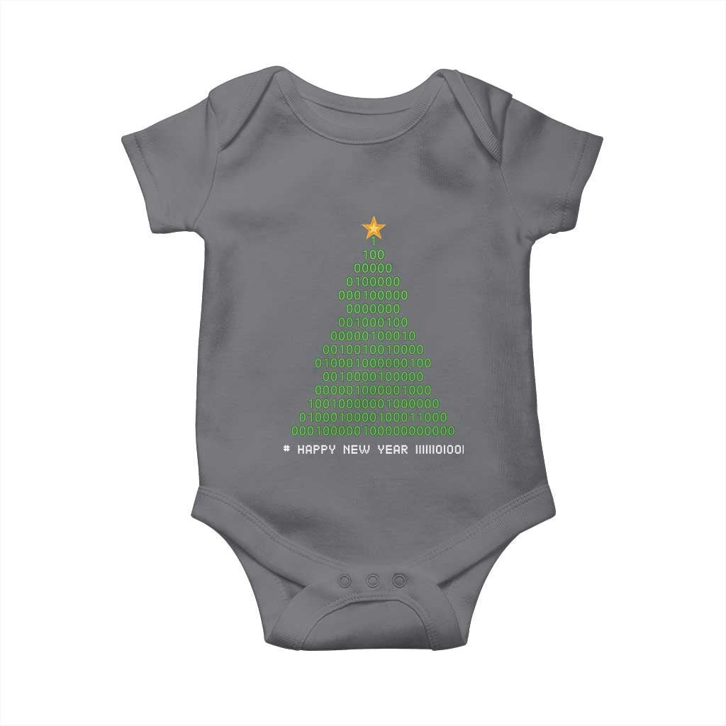 Funny Binary Christmas Tree Baby Onesie HAPPY NEW YEAR 11111101001 TS09 Charcoal Print Your Wear