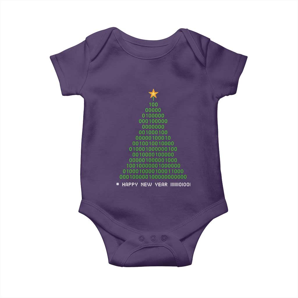 Funny Binary Christmas Tree Baby Onesie HAPPY NEW YEAR 11111101001 TS09 Purple Print Your Wear