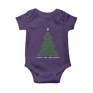 Funny Binary Christmas Tree Baby Onesie HAPPY NEW YEAR 11111101001 TS09 Purple Print Your Wear