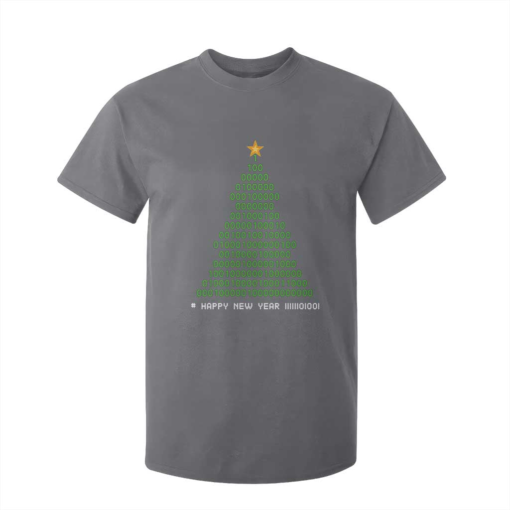 Funny Binary Christmas Tree T Shirt For Kid HAPPY NEW YEAR 11111101001 TS09 Charcoal Print Your Wear