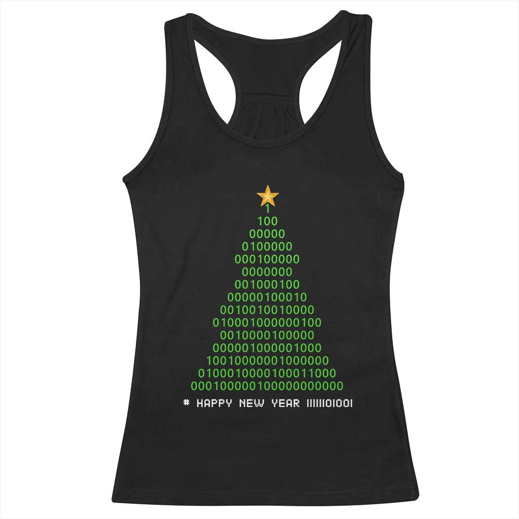 Funny Binary Christmas Tree Racerback Tank Top HAPPY NEW YEAR 11111101001 TS09 Black Print Your Wear