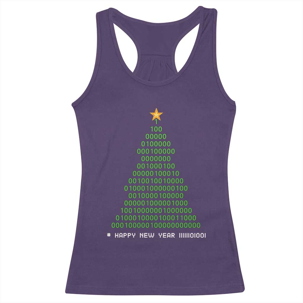 Funny Binary Christmas Tree Racerback Tank Top HAPPY NEW YEAR 11111101001 TS09 Purple Print Your Wear