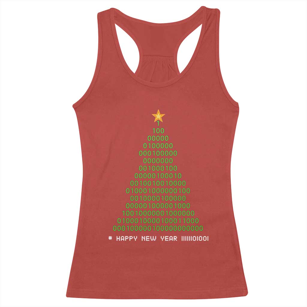 Funny Binary Christmas Tree Racerback Tank Top HAPPY NEW YEAR 11111101001 TS09 Red Print Your Wear