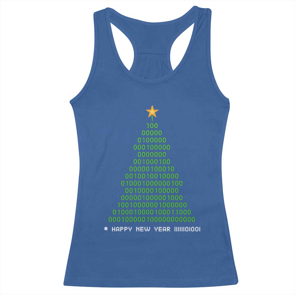 Funny Binary Christmas Tree Racerback Tank Top HAPPY NEW YEAR 11111101001 TS09 Royal Blue Print Your Wear