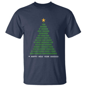 Funny Binary Christmas Tree T Shirt HAPPY NEW YEAR 11111101001 TS09 Navy Print Your Wear