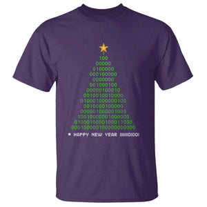 Funny Binary Christmas Tree T Shirt HAPPY NEW YEAR 11111101001 TS09 Purple Print Your Wear