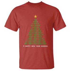 Funny Binary Christmas Tree T Shirt HAPPY NEW YEAR 11111101001 TS09 Red Print Your Wear