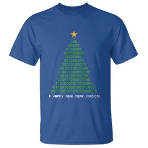 Funny Binary Christmas Tree T Shirt HAPPY NEW YEAR 11111101001 TS09 Royal Blue Print Your Wear