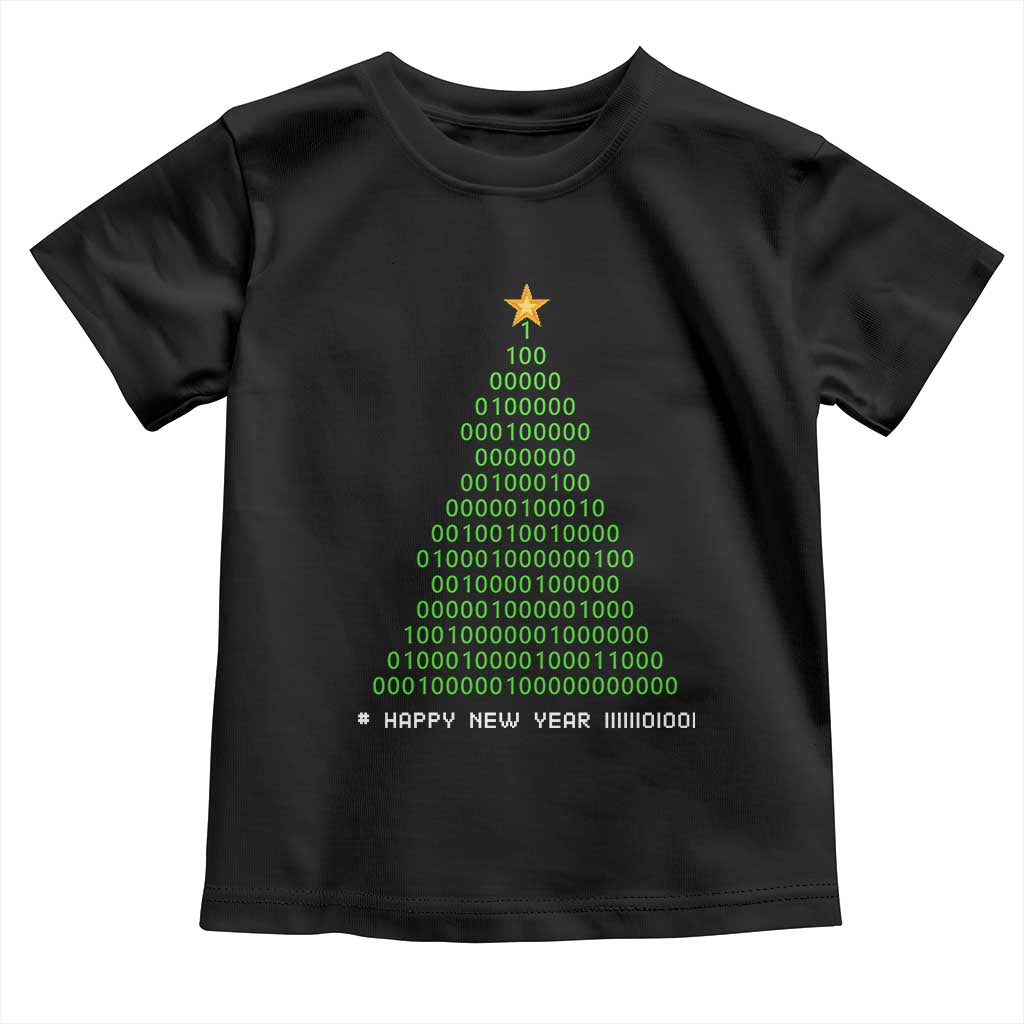 Funny Binary Christmas Tree Toddler T Shirt HAPPY NEW YEAR 11111101001 TS09 Black Print Your Wear