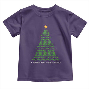 Funny Binary Christmas Tree Toddler T Shirt HAPPY NEW YEAR 11111101001 TS09 Purple Print Your Wear