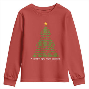 Funny Binary Christmas Tree Youth Sweatshirt HAPPY NEW YEAR 11111101001 TS09 Red Print Your Wear