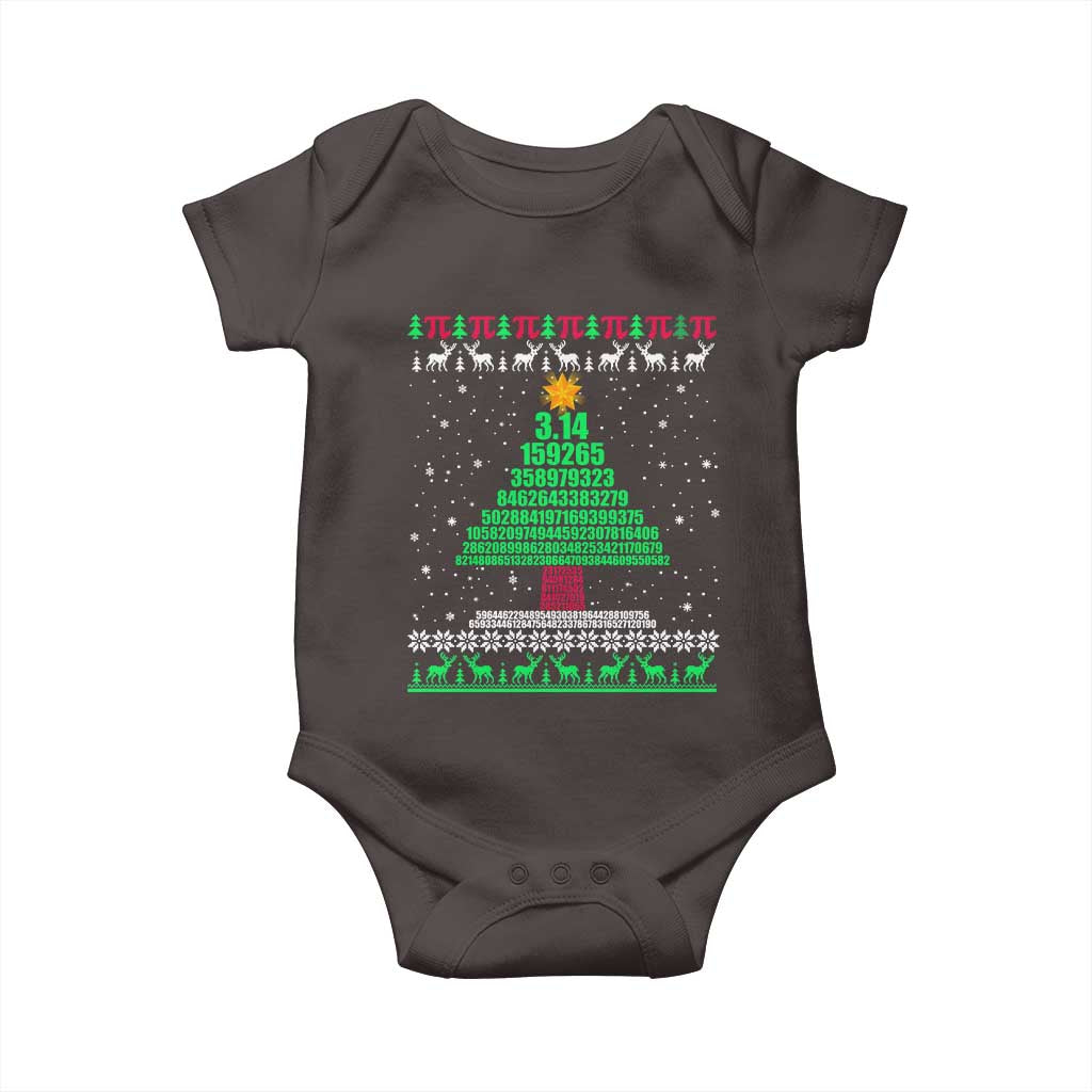 Funny Xmas Math Pi Christmas Tree Baby Onesie TS09 Dark Chocolate Print Your Wear