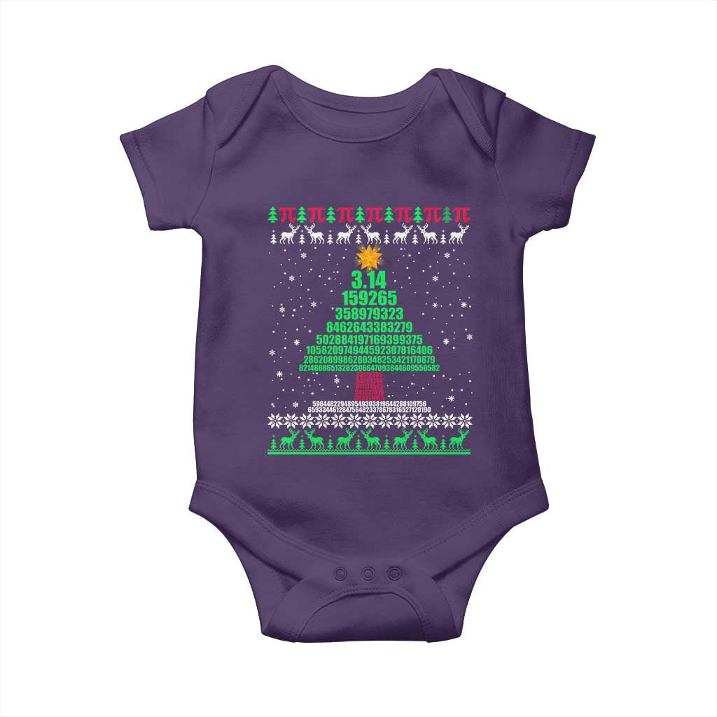 Funny Xmas Math Pi Christmas Tree Baby Onesie TS09 Purple Print Your Wear