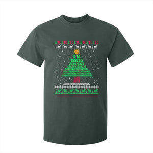 Funny Xmas Math Pi Christmas Tree T Shirt For Kid TS09 Dark Forest Green Print Your Wear