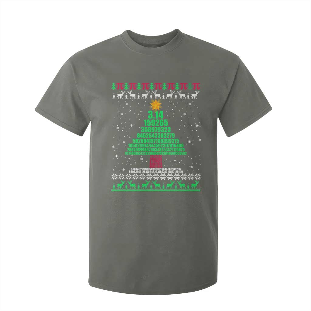 Funny Xmas Math Pi Christmas Tree T Shirt For Kid TS09 Military Green Print Your Wear