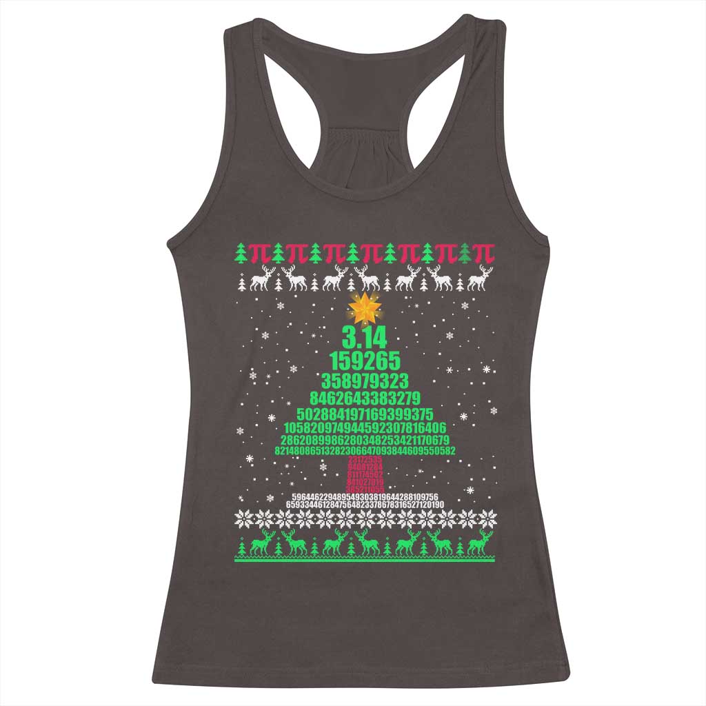 Funny Xmas Math Pi Christmas Tree Racerback Tank Top TS09 Dark Chocolate Print Your Wear