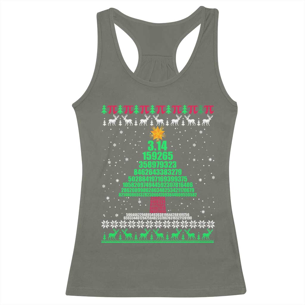 Funny Xmas Math Pi Christmas Tree Racerback Tank Top TS09 Military Green Print Your Wear