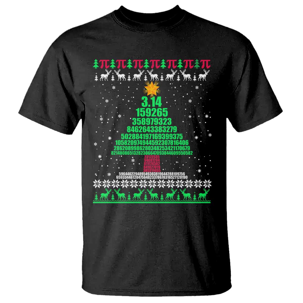 Funny Xmas Math Pi Christmas Tree T Shirt TS09 Black Print Your Wear
