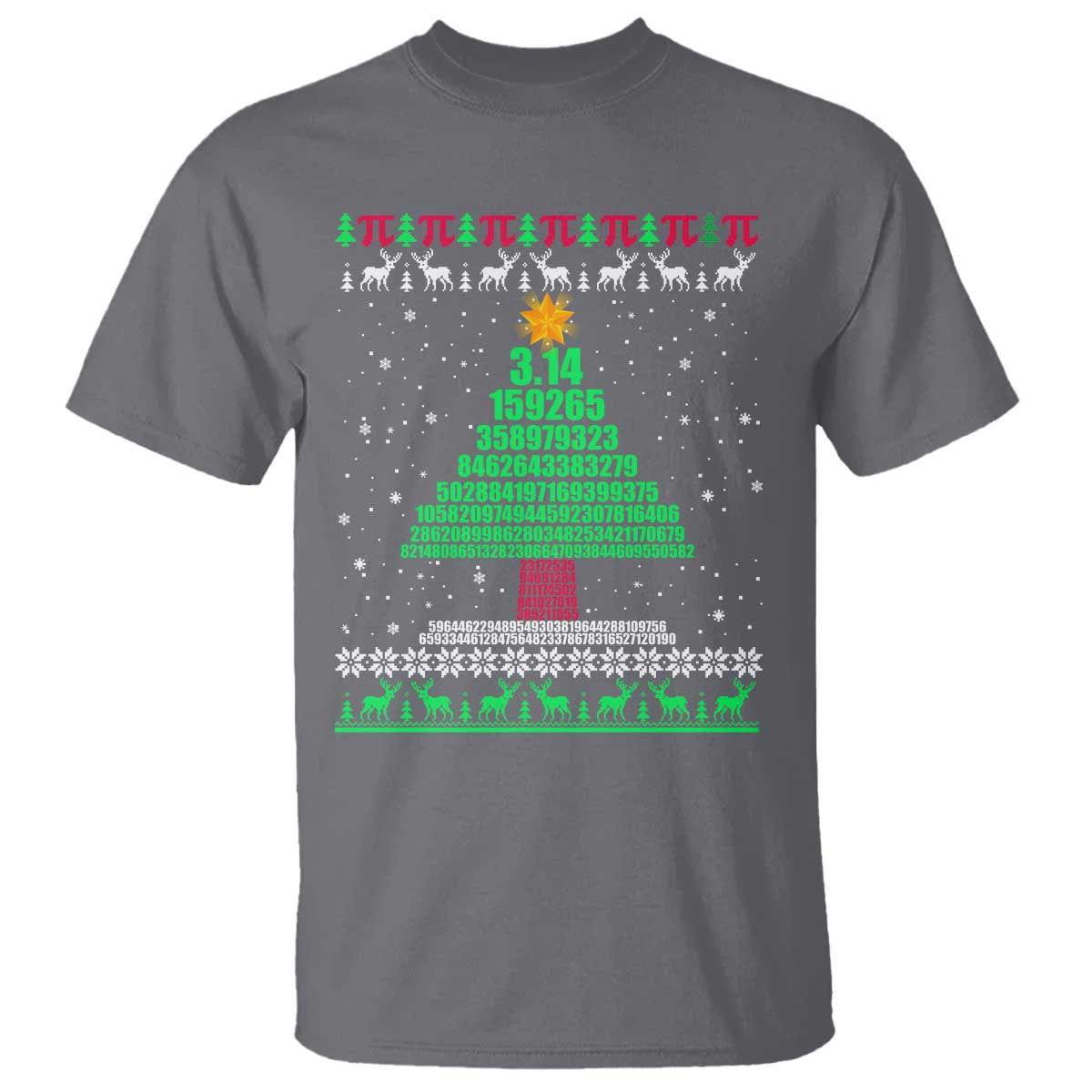 Funny Xmas Math Pi Christmas Tree T Shirt TS09 Charcoal Print Your Wear