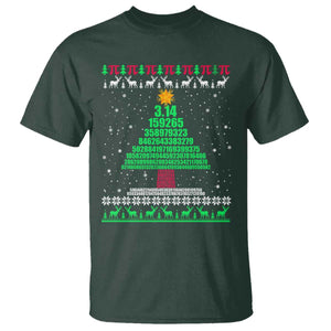 Funny Xmas Math Pi Christmas Tree T Shirt TS09 Dark Forest Green Print Your Wear