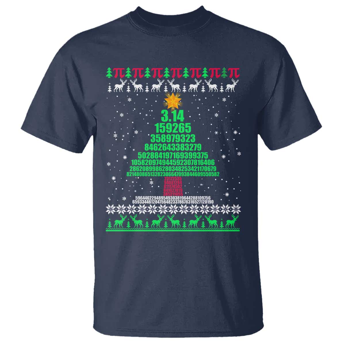 Funny Xmas Math Pi Christmas Tree T Shirt TS09 Navy Print Your Wear