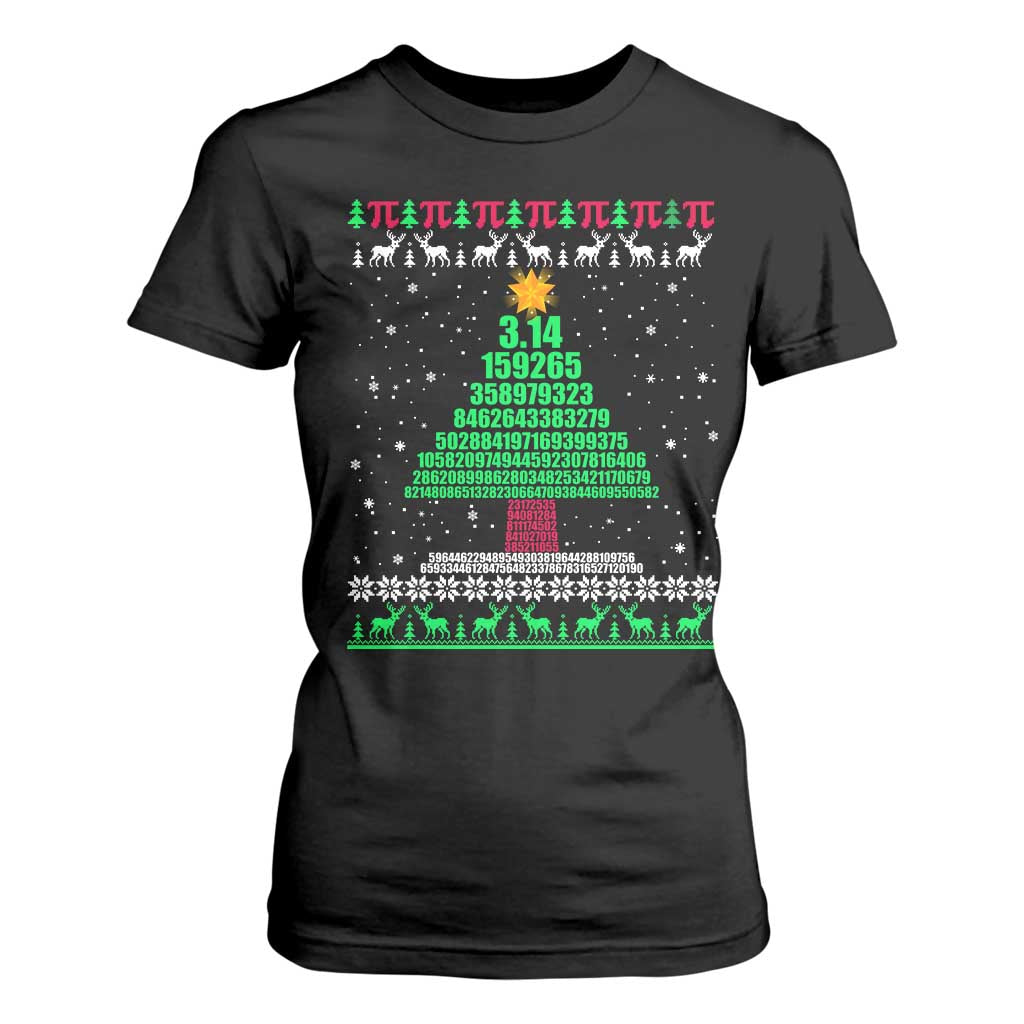 Funny Xmas Math Pi Christmas Tree T Shirt For Women TS09 Black Print Your Wear
