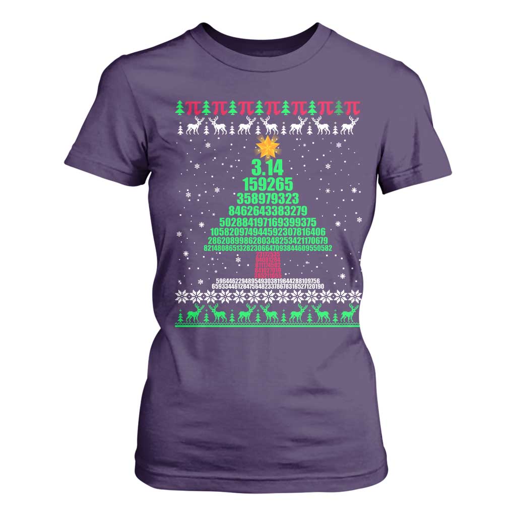 Funny Xmas Math Pi Christmas Tree T Shirt For Women TS09 Purple Print Your Wear