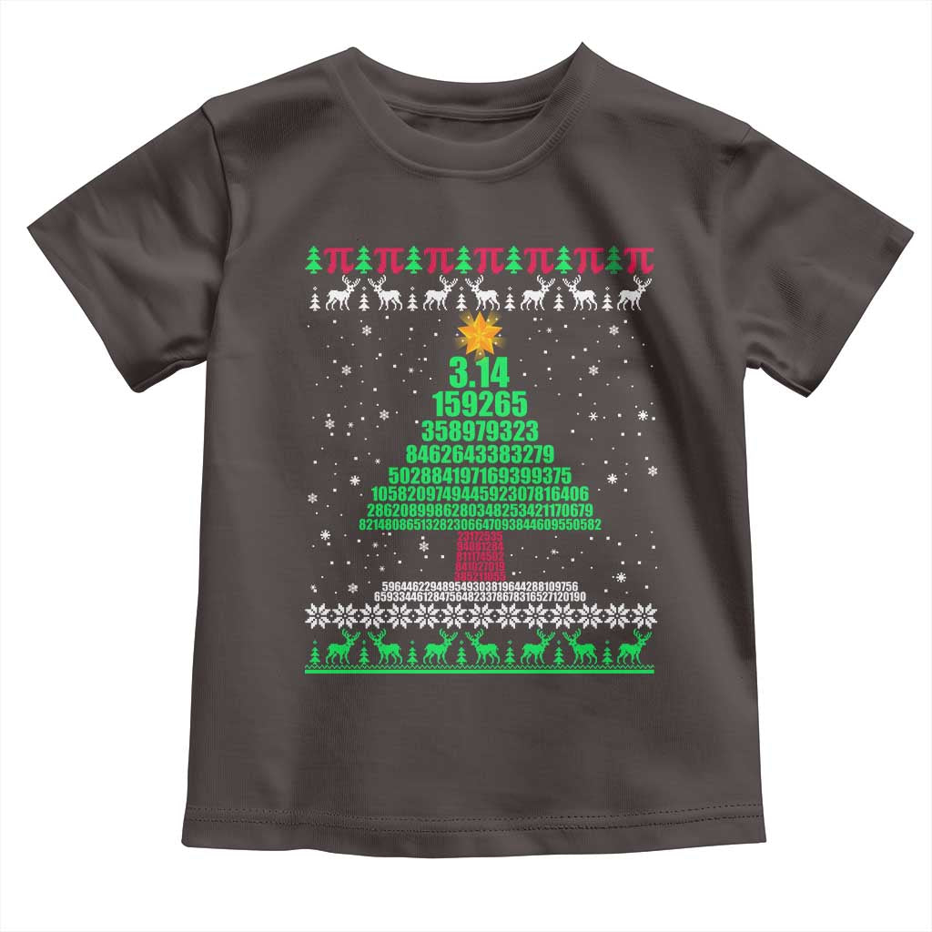 Funny Xmas Math Pi Christmas Tree Toddler T Shirt TS09 Dark Chocolate Print Your Wear