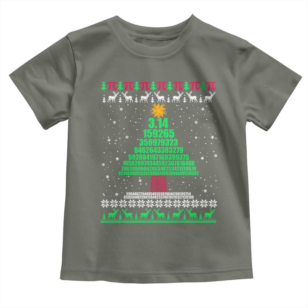 Funny Xmas Math Pi Christmas Tree Toddler T Shirt TS09 Military Green Print Your Wear